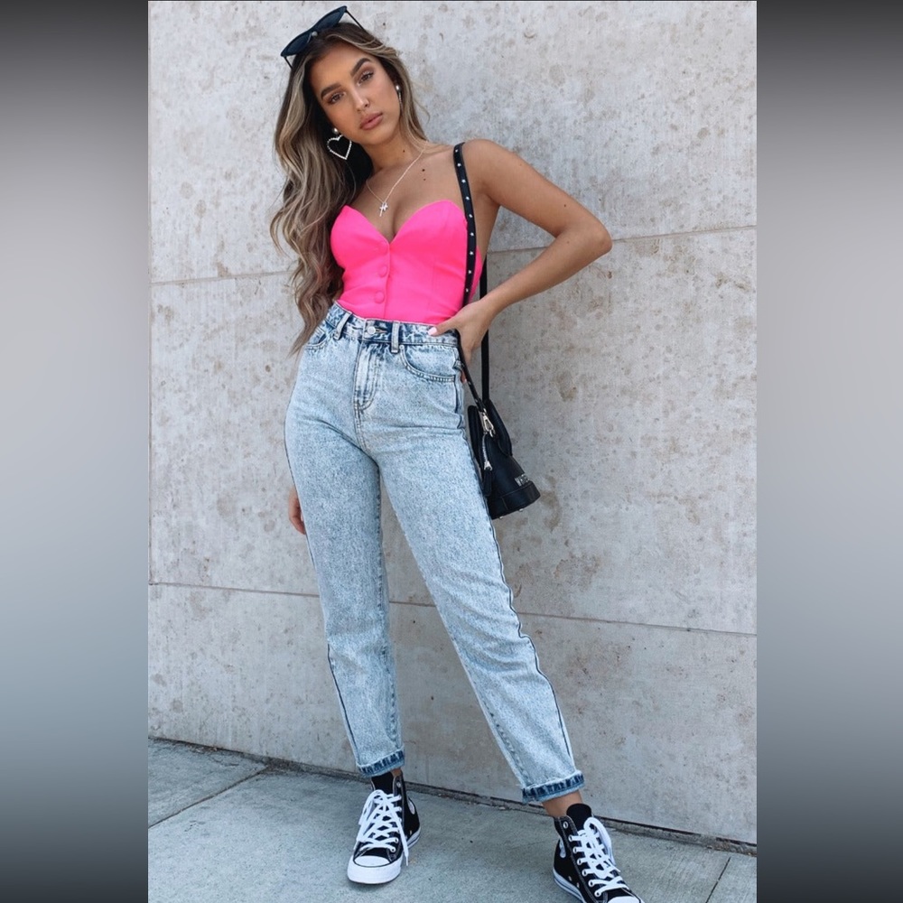 Like Duh! Boyfriend Jeans Washed Blue Denim